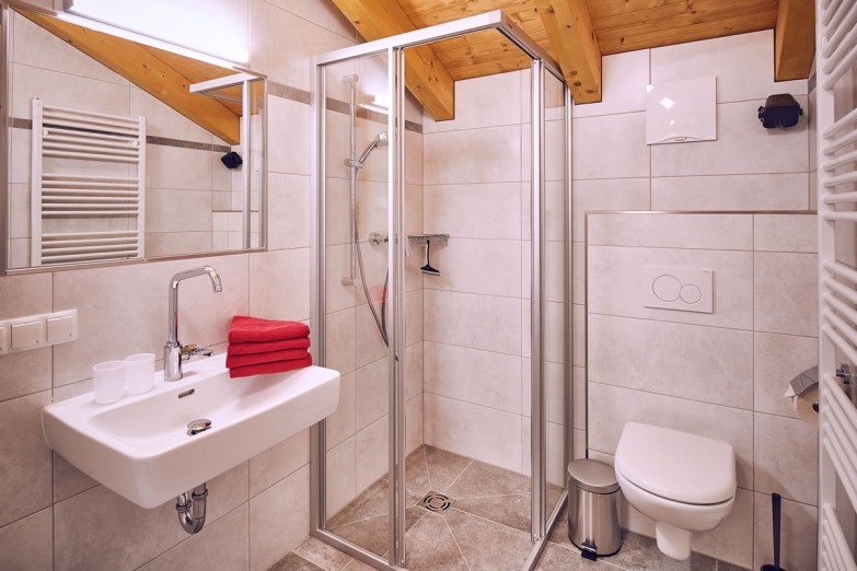 Badezimmer mit Dusche und WC