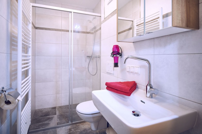 Badezimmer mit Dusche und WC